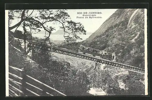 AK Rio de Janeiro, Corcovado, Ponte do Sylvestre, Bergbahn