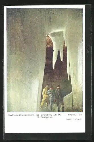 AK Obertraun /Ob.-Öst., Dachstein-Rieseneishöhle, Eisportal im II. Eisabgrund