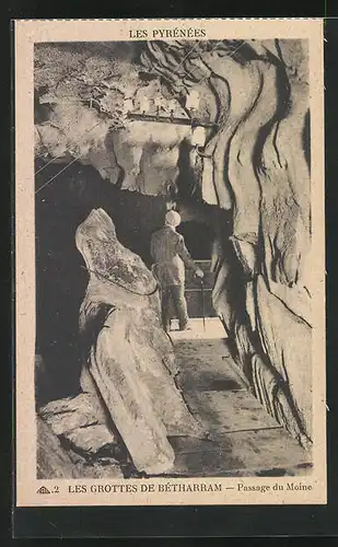 AK Lestelle-Bétharram, Les Pyrénées, Les Grottes de Bétharram, Passage du Moine