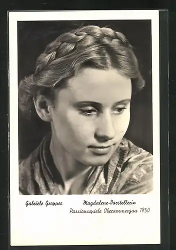 AK Oberammergau, Passionsspiele 1950, Gabriele Grapper, Magdalene-Darstellerin