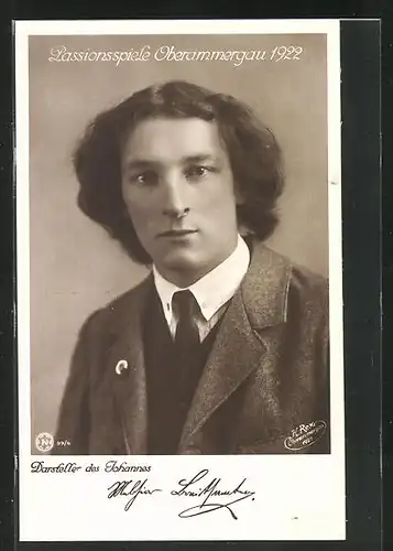 AK Oberammergau, Passionsspiele 1922, Melchior Breitsamter, Darsteller des Johannes