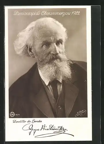 AK Oberammergau, Passionsspiele 1922, Gregor Breitsamter, Darsteller des Herodes