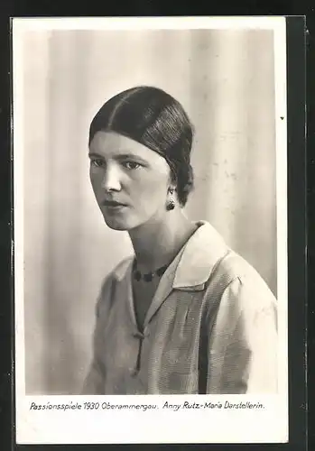 AK Oberammergau, Passionsspiele 1930, Anny Rutz, Maria Darstellerin