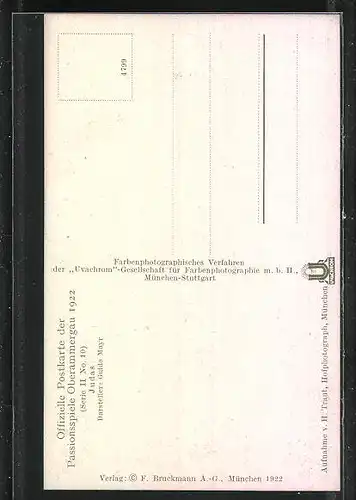 AK Oberammergau, Passionsspiele 1922, Judas, Darsteller: Guido Mayr