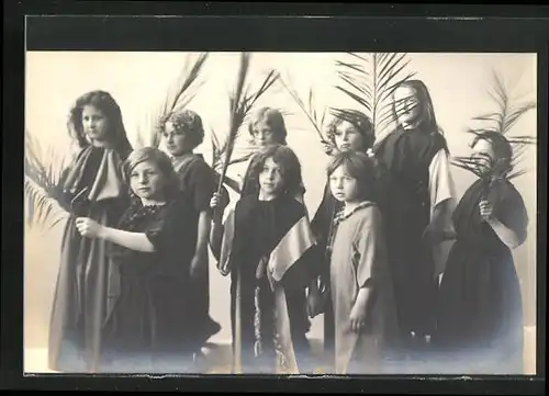 AK Oberammergau, Passionsspiel 1910, Kindergruppe
