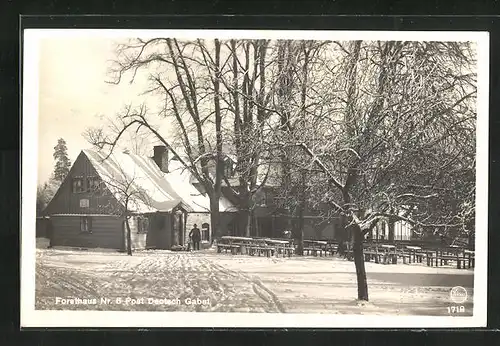 AK Deutsch Gabel / Jablone v Podjestedi, Forsthaus Nr. 6 im Winter