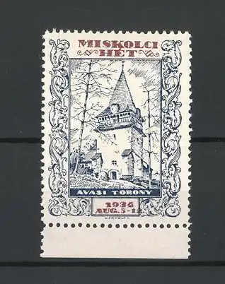 Reklamemarke Miskolc, Het 1934, Avasi Torony