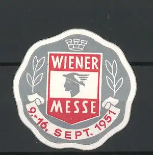Reklamemarke Wien, Messe 1951, Wappen und Hermes