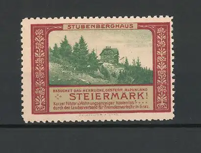 Reklamemarke Landschaftsbild mit Stubenberghaus, Besuchet die Steiermark