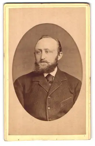 Fotografie Louis Fricke, Braunschweig, Stobenstrasse 10, Portrait modisch gekleideter Herr mit Backenbart