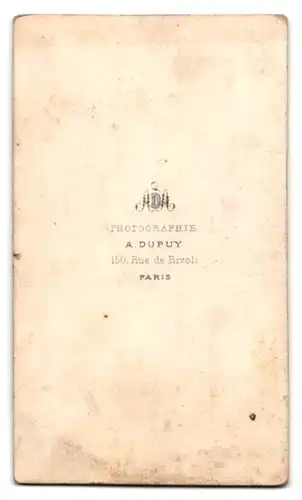 Fotografie A. Dupuy, Paris, 150 Rue de Rivoli, älterer bürgerlicher Herr mit grosser Fliege