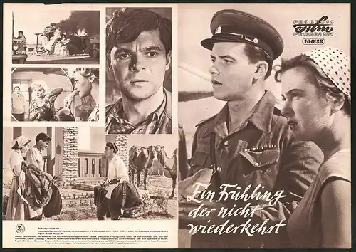 Filmprogramm PFP Nr. 100 /58, Ein Frühling der nicht wiederkehrt, I. Iswizkaja, A. Michailow, Regie: A. Stolper