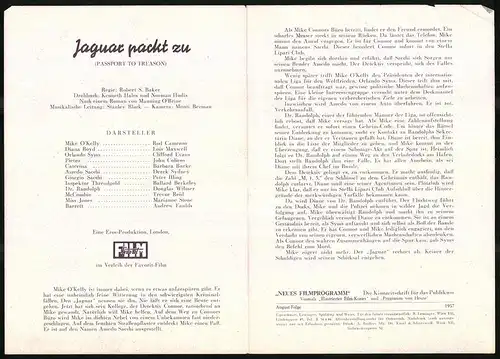 Filmprogramm NFP Nr. 459, Jaguar packt zu, Rod Cameron, Lois Maxwell, Regie: Robert S. Baker