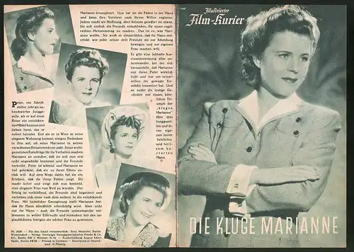 Filmprogramm IFK Nr. 3335, Die kluge Marianne, Alfred Neugebauer, Paula Wessely, Regie: Hans Thimig