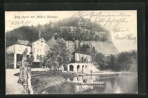 AK Oybin, Berg mit Adler`s Kurhaus