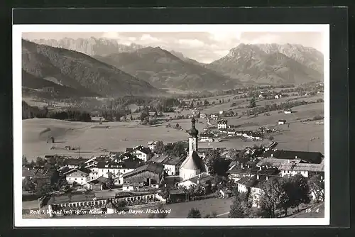 AK Reit im Winkl, Ortsansicht mit dem Kaisergebirge