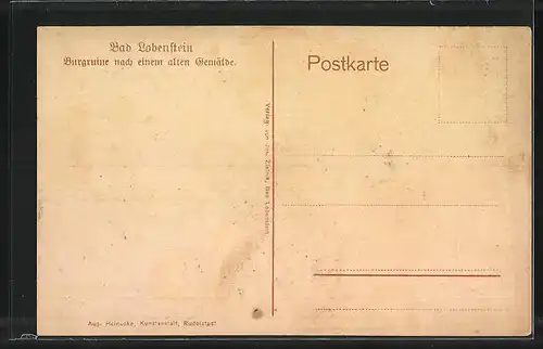 Künstler-AK Bad Lobenstein, Burgruine nach einem alten Gemälde