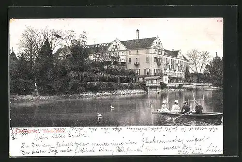 AK Konstanz, Insel-Hotel, Gäste im Ruderboot