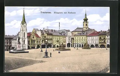 AK Trautenau / Trutnov, Ringplatz mit Rathaus