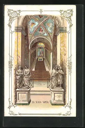 Lithographie Vatikanstadt, La Scala Santa