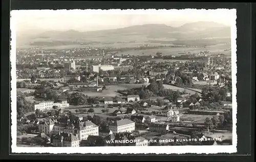 AK Warnsdorf / Varnsdorf, Blick gegen Kunerts Fabriken