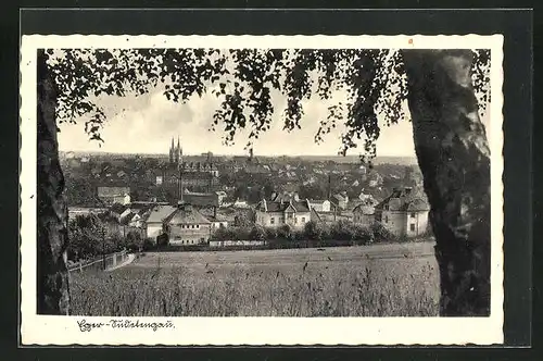 AK Eger /Sudetengau, Teilansicht mit Bäumen