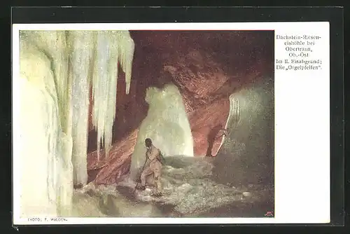 AK Obertraun, Dachstein-Rieseneishöhle, Die Orgelpfeifen im II. Eisabgrund
