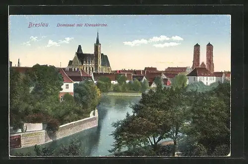 AK Breslau, Dominsel mit Kreuzkirche