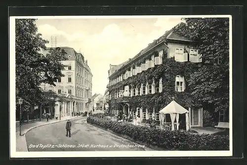 AK Teplitz Schönau / Teplice, Kurhaus u. Gasthaus Deutsches Haus