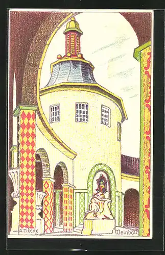 Künstler-AK Schweizer Landesausstellung in Bern 1914, Hofgang, Weinbau