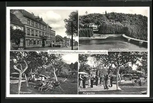 AK Marienheide, Hotel Trommershausen, Kurgarten, Talsperre