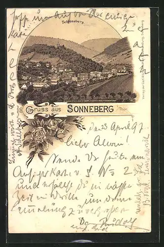 Passepartout-Lithographie Sonneberg / Thür., Schlossberg