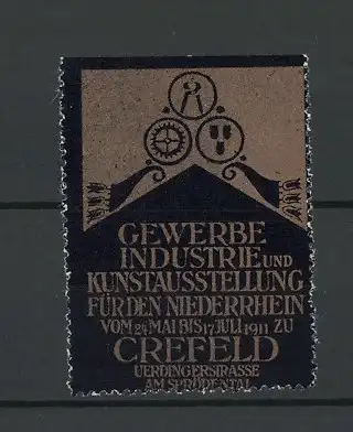 Reklamemarke Crefeld, Gewerbe-, Industrie- und Kunstausstellung 1911, Messelogo