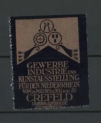 Reklamemarke Crefeld, Gewerbe-, Industrie- und Kunstausstellung 1911, Messelogo