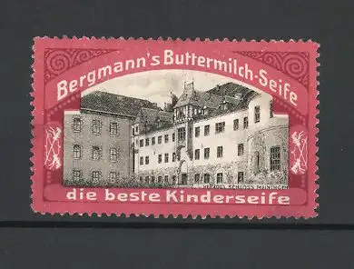 Reklamemarke Meiningen, am Herzogl. Schloss, Bergmann's Buttermilchseife ist die beste Kinderseife