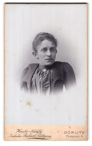 Fotografie Robert Lüttgens, Görlitz, Postplatz 4, Portrait junge Dame mit zurückgebundenem Haar