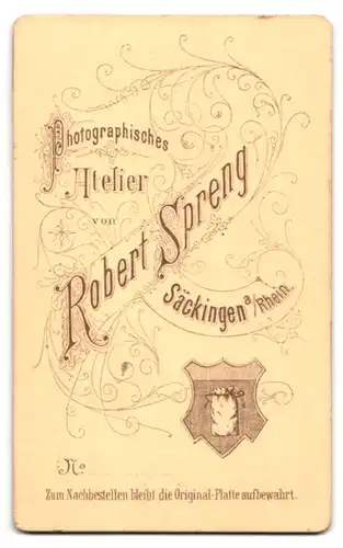 Fotografie Robert Spreng, Säckingen a /Rhein, Portrait modisch gekleideter Herr mit Moustache