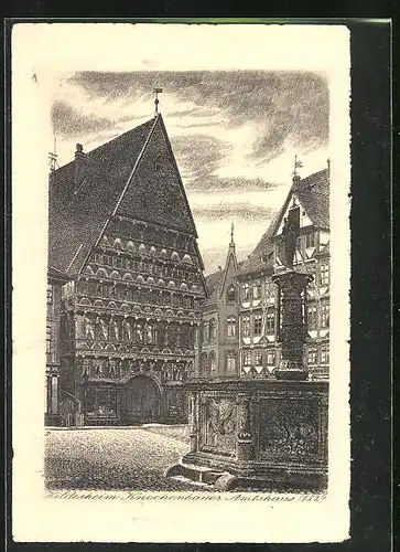 Künstler-AK Hildesheim, am Knochenhauer Amtshaus