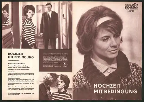Filmprogramm PFP Nr. 28 /66, Hochzeit mit Bedingung, Michael Junasek, Radoslav Brzobohaty, Regie: Pavel Kohout