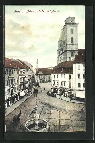 AK Zittau, Johanniskirche und Markt