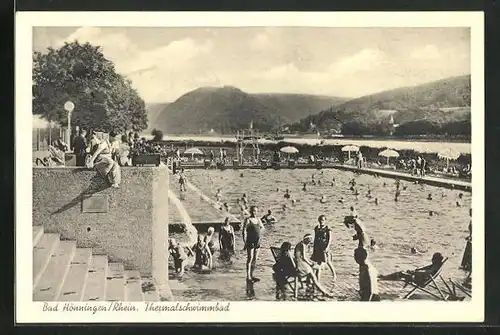 AK Bad Hönningen, Thermalschwimmbad mit Badegästen