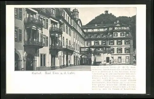 AK Bad Ems an der Lahn, Kurhof mit Restaurant