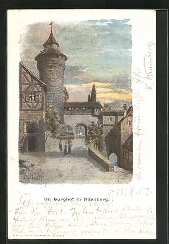 Künstler-AK Nürnberg, Im Burghof