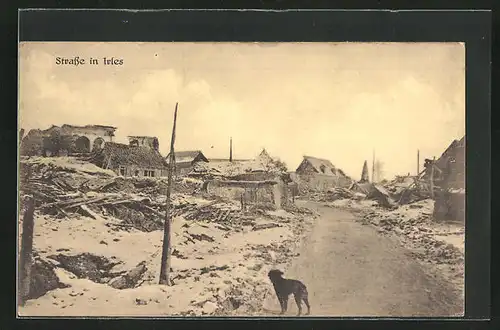 AK Irles, Zerstörtes Dorf im Winter