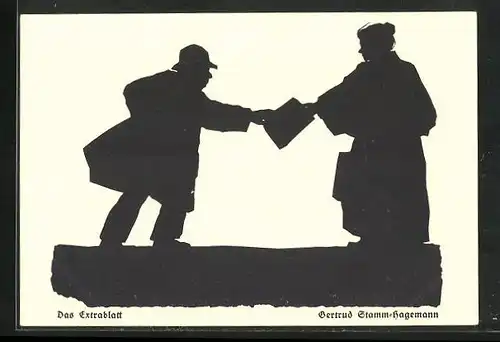 Künstler-AK Scherenschnitt, Das Extrablatt