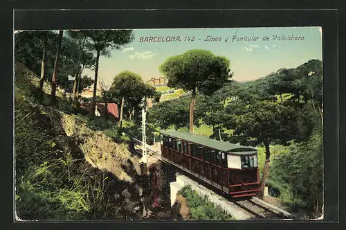 AK Barcelona, Linea y Funicular de Vallvidrera, Bergbahn