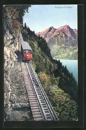 AK Bürgenstock-Bergbahn, Blick ins Gebirge