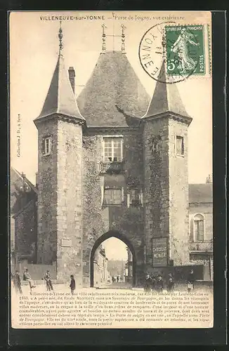 AK Villeneuve-sur-Yonne, Porte de Joigny, Vue extérieure