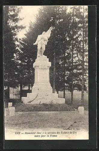 AK Cry, Monument eleve a la memoire des Enfants de Cry morts pour la France