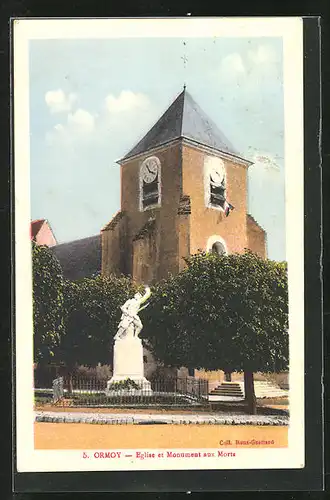 AK Ormoy, Eglise et Monument aux Morts